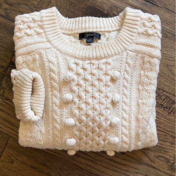 J.Crew Popcorn Cable Knit Lambswool Sweater Ivory - Picture 11 of 12